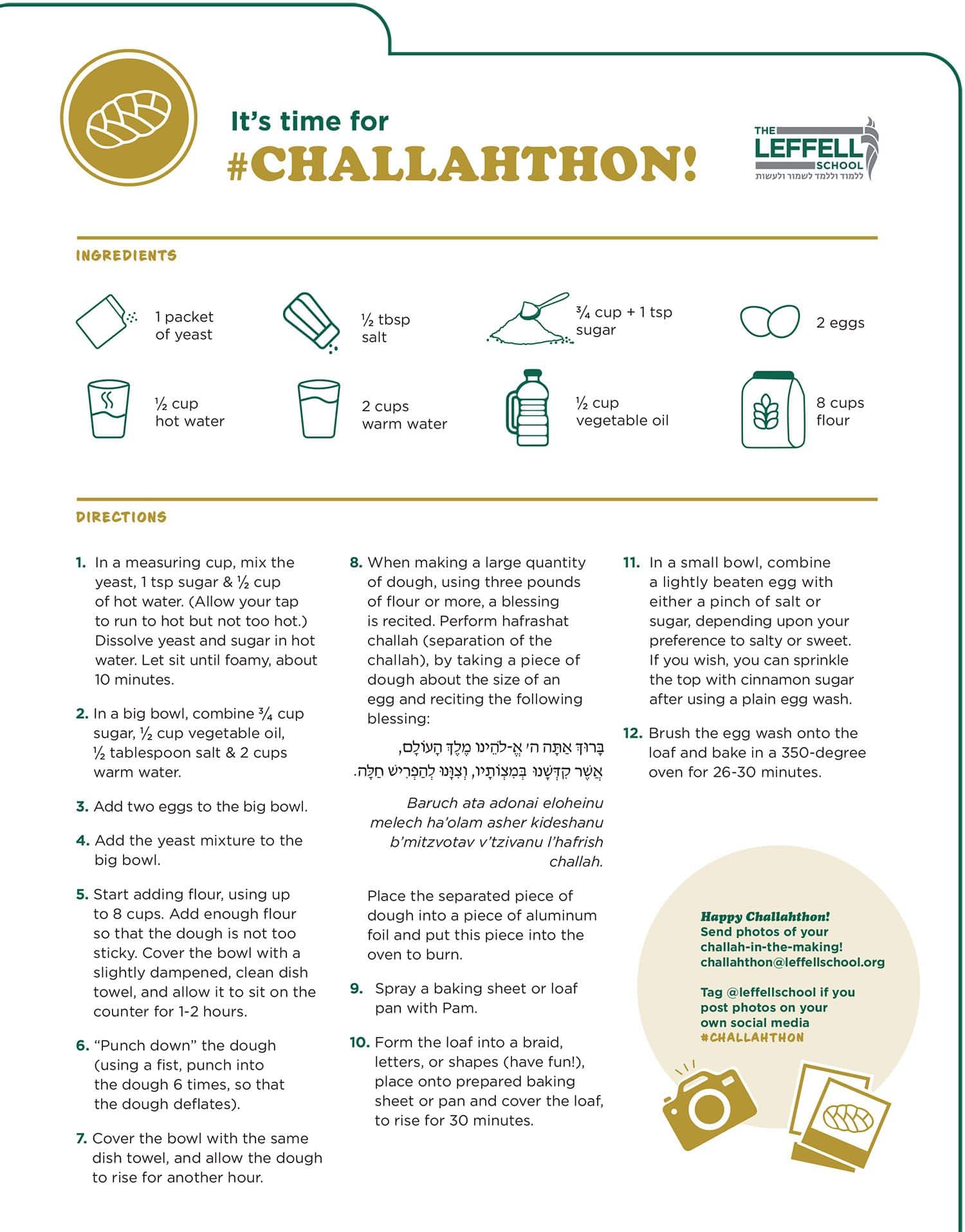 Its time for Challahthon! Recipe with ingredients and directions.