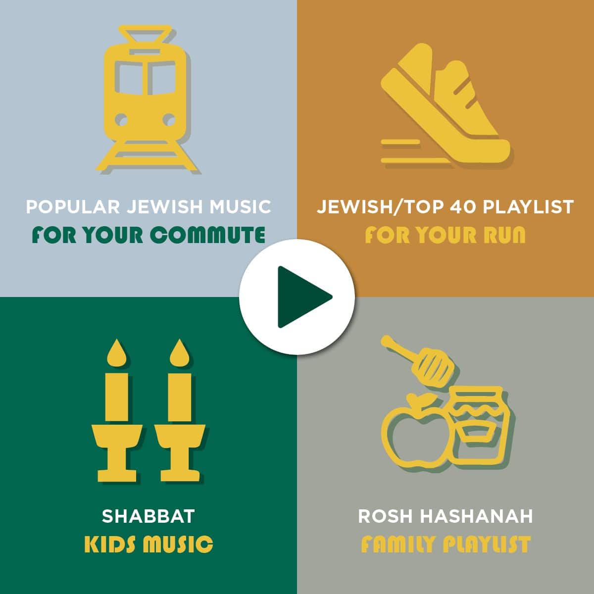 Jewish music playlists for commute, running, Shabbat, and Rosh Hashanah.