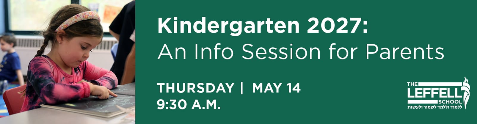 Flyer titled "Kindergarten 2027: Info session for parents for kids in the 3s"